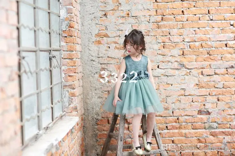 Children net yarn vest dresses Girls stereo petal princess Dress 2017 spring new kids splicing tulle tutu dress birthday dr | Детская