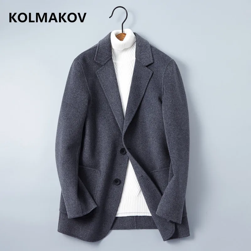 Новая двухсторонняя шерстяная Мужская кашемировая куртка повседневные