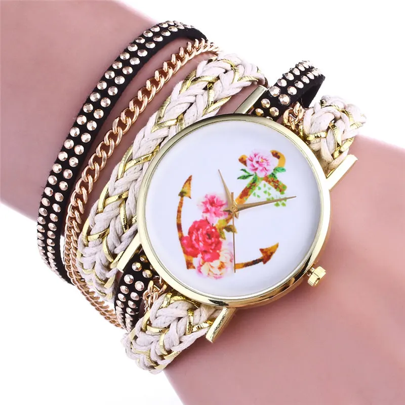Модные Золотые женские часы браслет оригинальные в ретро стиле с розами и