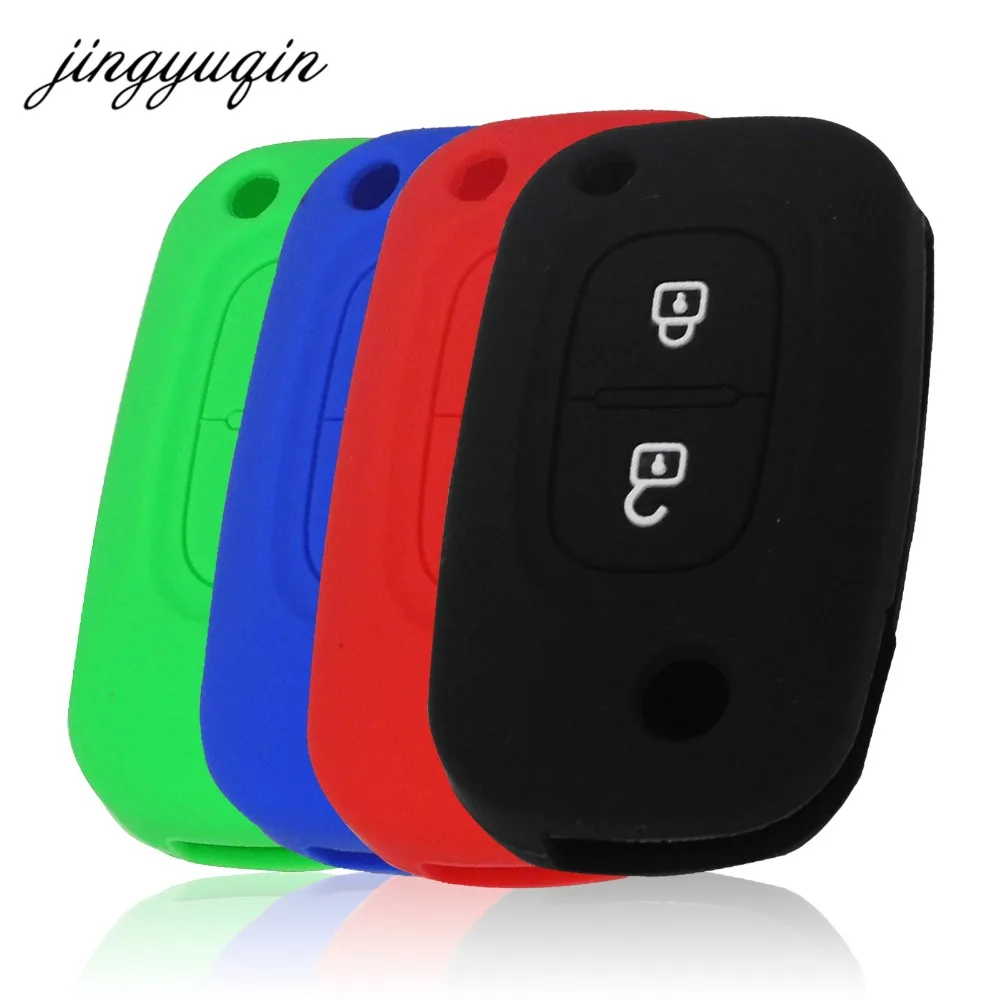 

jingyuqin 30pcs/lot 2 Buttons Silicone Covers for Renault Duster Logan Fluence Clio Car flip Folding KeyChain Case
