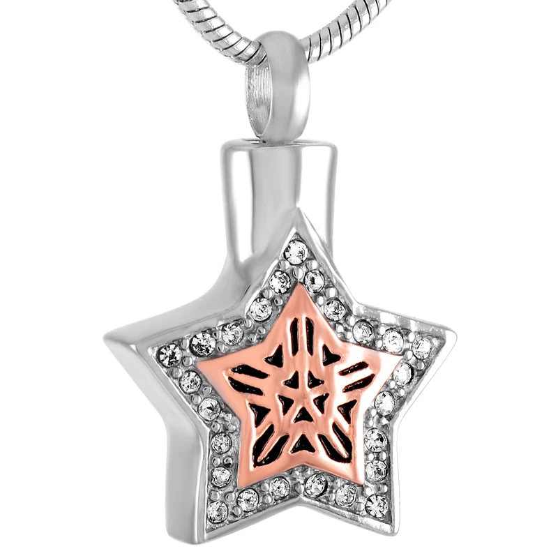 

IJD9213 Stainless Steel Color Shiny Star Keepsake Pendant for Ashes Urn Necklace for Waterproof Memorial Jewelry
