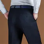 Мужские классические брюки ICPANS, черные классические прямые брюки из шерсти для свадьбы, большого размера 42, 44, 2019