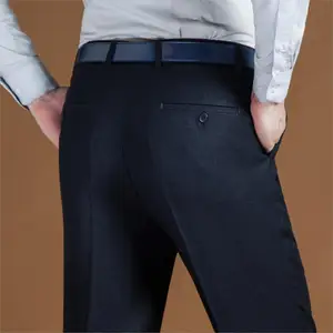 Мужские классические брюки ICPANS, черные классические прямые брюки из шерсти для свадьбы, большого размера 42, 44, 2019