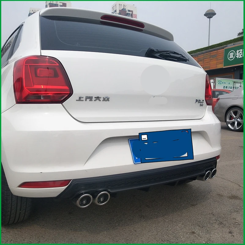 Для Volkswagen Polo 2014 2015 2016 задний багажник бампер спойлер диффузор 4 выхода труба
