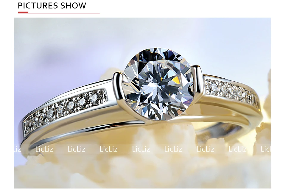 LicLiz 0.5ct кубический циркониевый солитер обручальное кольцо из стерлингового серебра 925 пробы CZ кольцо вечности для женщин Ringer Mujer LR0408