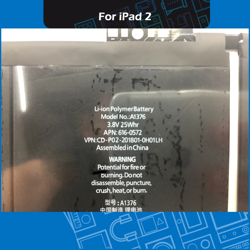 

Full new 3.8V 25Wh Tablet Internal Battery A1376 for iPad 2 A1395 A1396 A1397 Battery Replacement