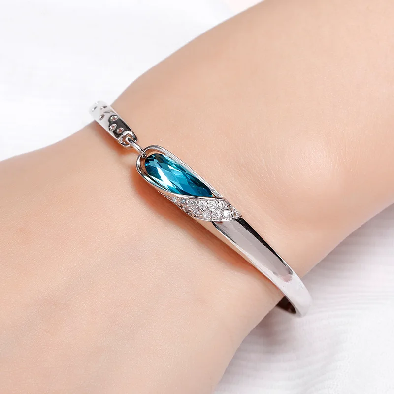 Роскошные брендовые свадебные браслеты синее стекло Женские аксессуары подарки