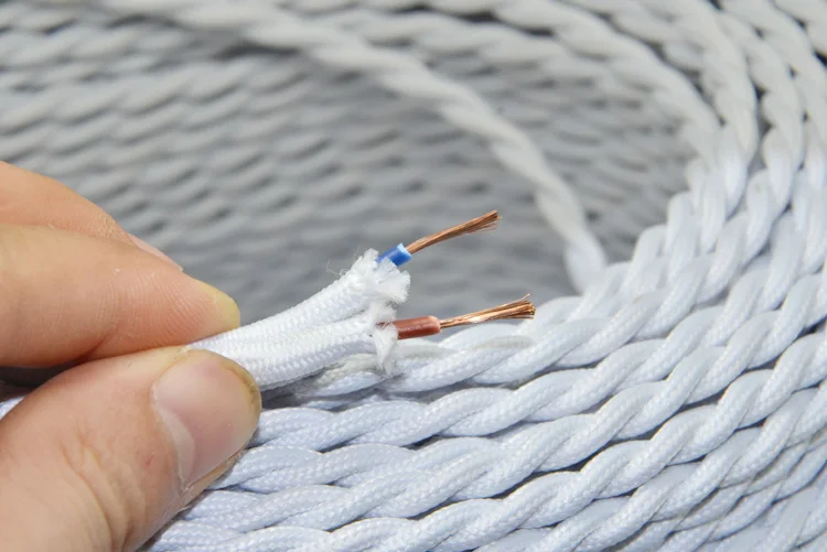 2*0.75mm2 Edison Vintage Lamp Cord White Knitted Cloth Retro Twisted Electrical Wire Textile Cable Pendant light 5/10M | Обустройство