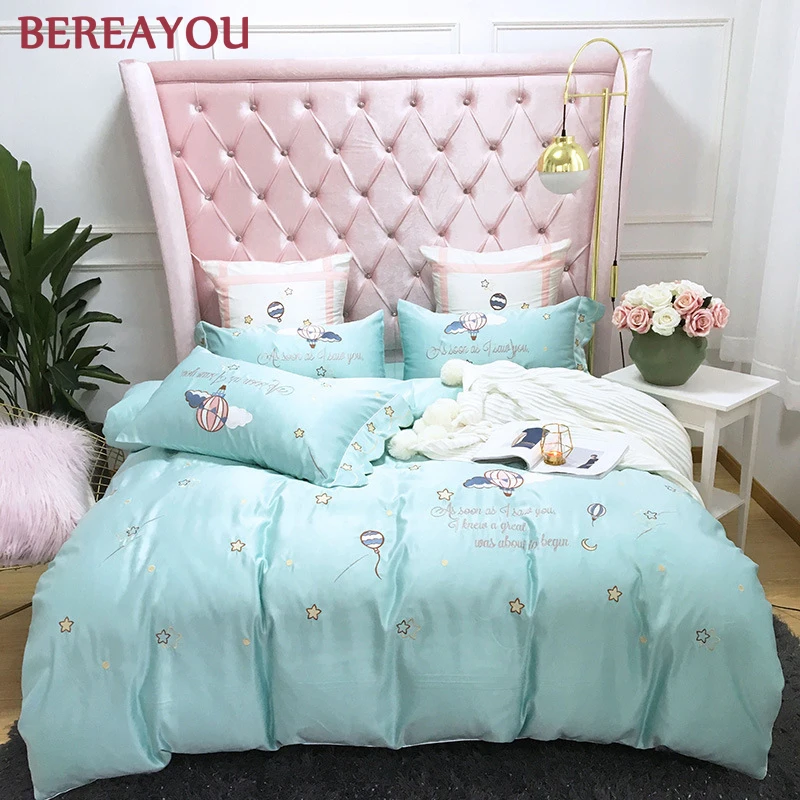 

Luxury Bedding Sets 60S Tencel Nordic Korean Style Duvet Cover Flat Bed Sheet US King Size Comforter Bedding 4pcs Bed Linen