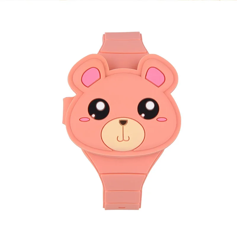 Peach Red Bear Милые 3D мультфильм Медведь Детские часы для девочек и мальчиков животных светодио дный светодиодный цифровой дисплей Электронные флип Силиконовые часы дети подарок 30 - Цвет: Peach Red Bear