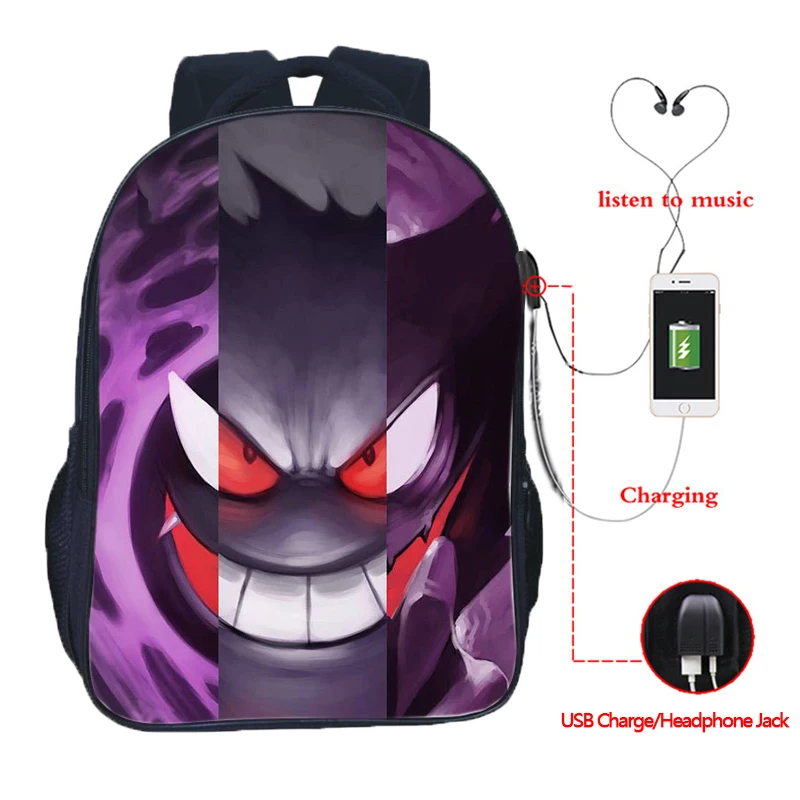 5 Pokemon USB зарядка Рюкзак Мега Чаризард Сплит студентов мальчиков девочек ранец мужчин женщин Путешествия Рюкзак Для Ноутбука - Цвет: 5