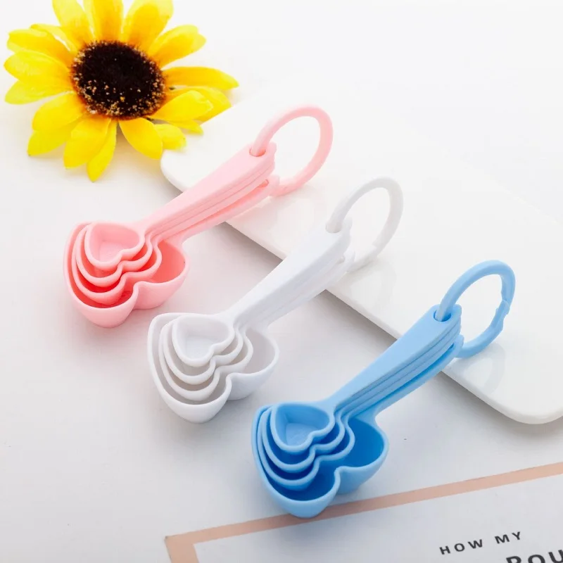 

Creative heart shape plastic measuring spoon set of 4 wedding gifts party favors 3 colors W9465
