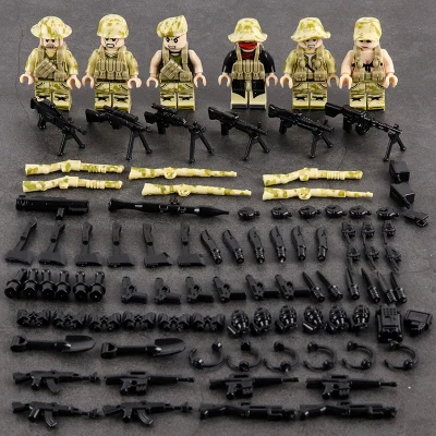 Мини Игрушечная модель пистолета военный Строительный Блок Детские аксессуары солдатский оружейный комплект посылка настольное украшение интеллект подарок для мальчика - Цвет: B