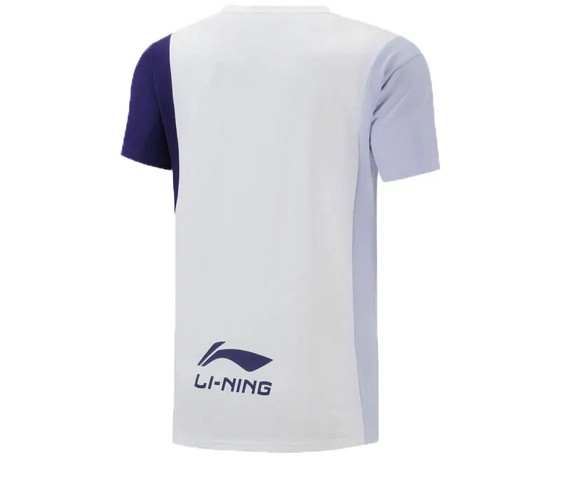 Li-Ning, Мужская трендовая футболка с коротким рукавом, хлопок, лозунг, цветные футболки, подкладка, Спортивная, обычная посадка, топы, AHSP167 MTS3097