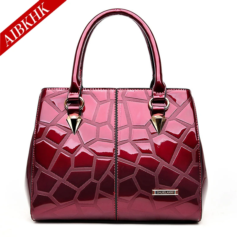 Patent Leather New Fashion High Quality Women Handbags Ladies Shoulder Bags Female Girl Stone European Famous Brand Luxury Bag |