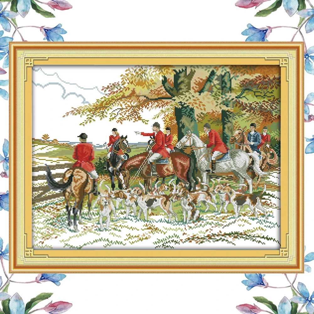 NKF Hunting Cross Stitch Kits Printing for 14CT or 11 CT Count Fabric Cross-stitch Kit Embroidery Needlework | Дом и сад