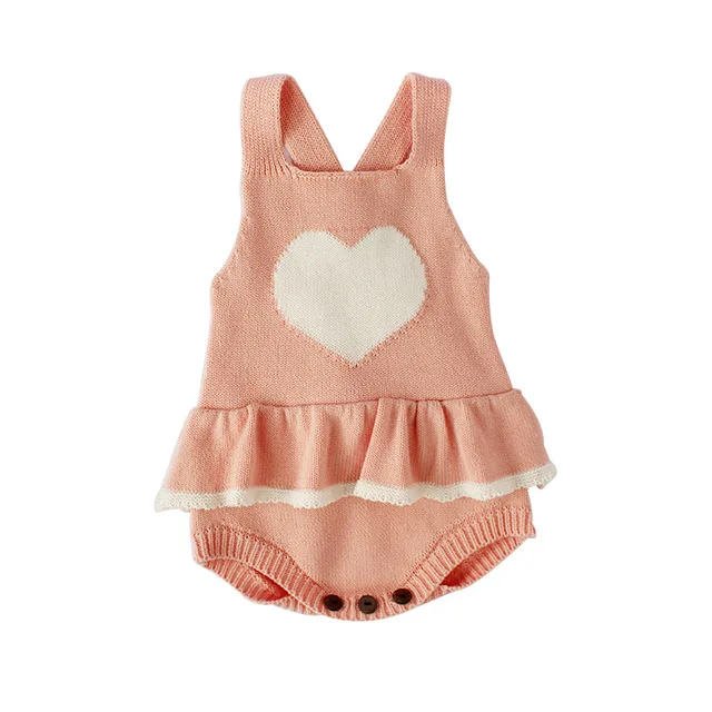 pink other style Вязаные Детские комбинезоны; одежда для альпинизма с сердечками; Новинка; осенний Рабочий Комбинезон для маленьких девочек; хлопковый трикотажный комбинезон ручной работы; детская одежда - Цвет: pink other style