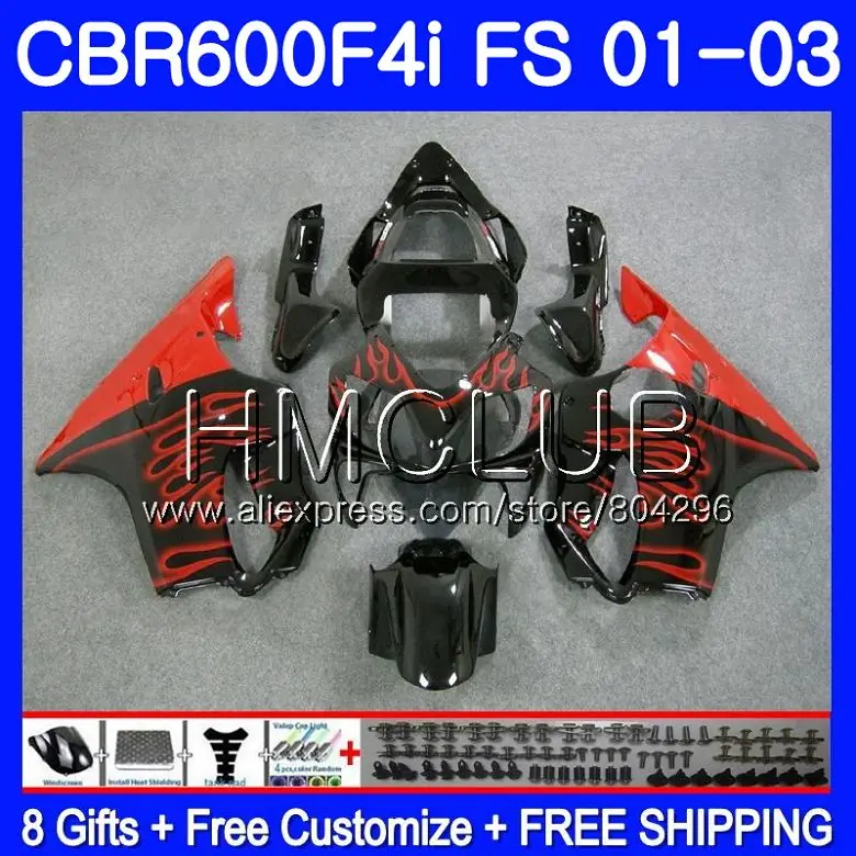 

Корпус красного пламени для HONDA CBR600F4i CBR600FS CBR600 F4i 01 02 03 61HM.1 CBR 600 F4i 600 FS CBR 600F4i 2001 2002 2003 обтекатель