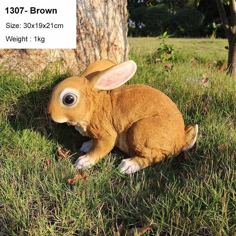 1307-Brown Милый Искусственный Кролик, украшение для дома, гостиной, украшения для сада, газон, кролик, скульптура, ремесла, миниатюрные фигурки животных, подарок - Цвет: 1307-Brown