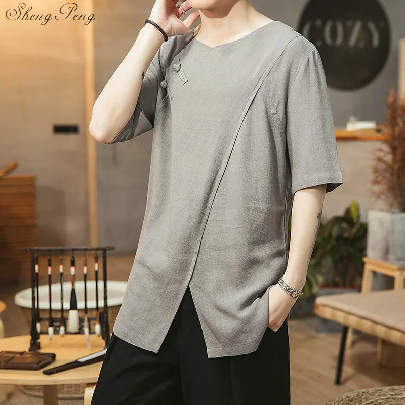 Traditional Chinese Clothing For Men Asian Clothes Tang Suit Cotton Shirt Men'S Tunic Kung Fu G183 | Тематическая одежда и