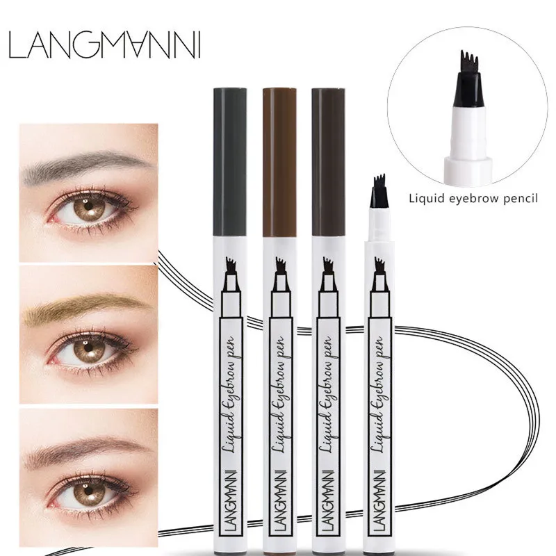 Langmanni Microblading татуировка для бровей 3 цвета Fine жидкость зарисовок карандаш
