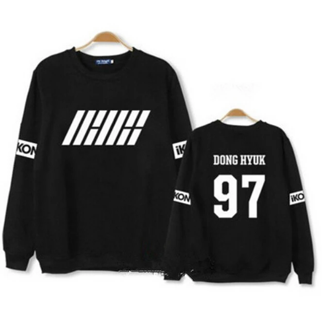 Новое поступление осени 2015 толстовки с капюшоном kpop new idol group ikon логотипом первого