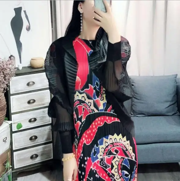 

ISSEY Pleated gauze sun protection shirt summer new pleated loose thin thin section outside shawl coat female