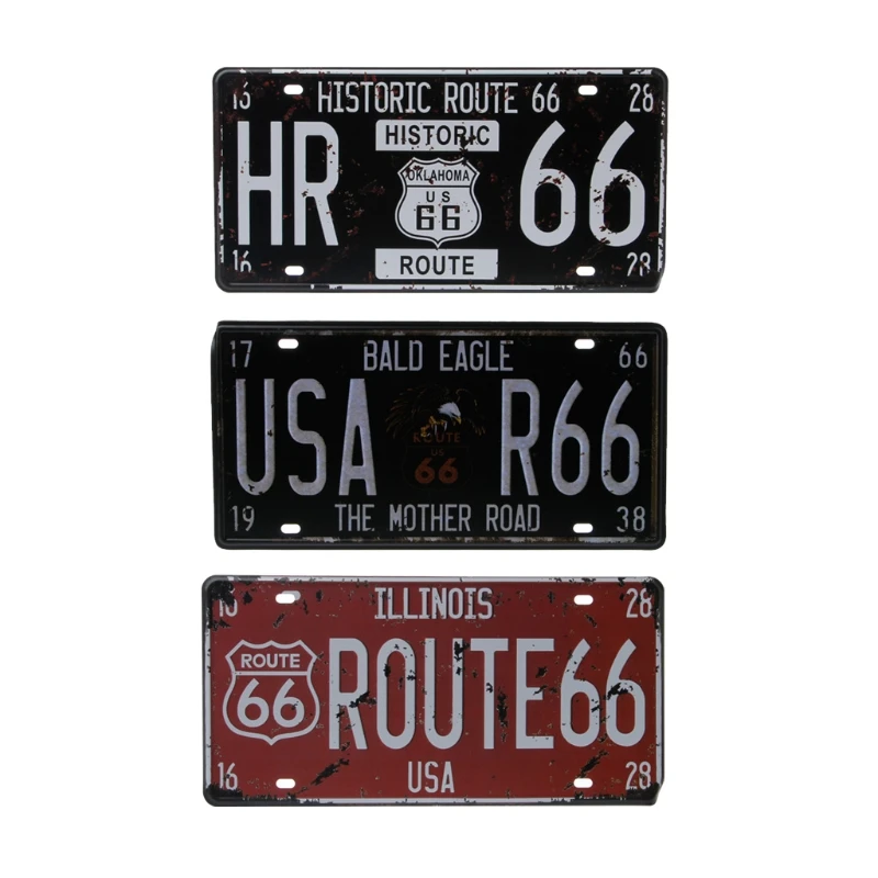 США Route 66 автомобильный винтажный номерной знак металлические настенные поделки Ретро гараж домашний Декор Автомобильные аксессуары универсальные