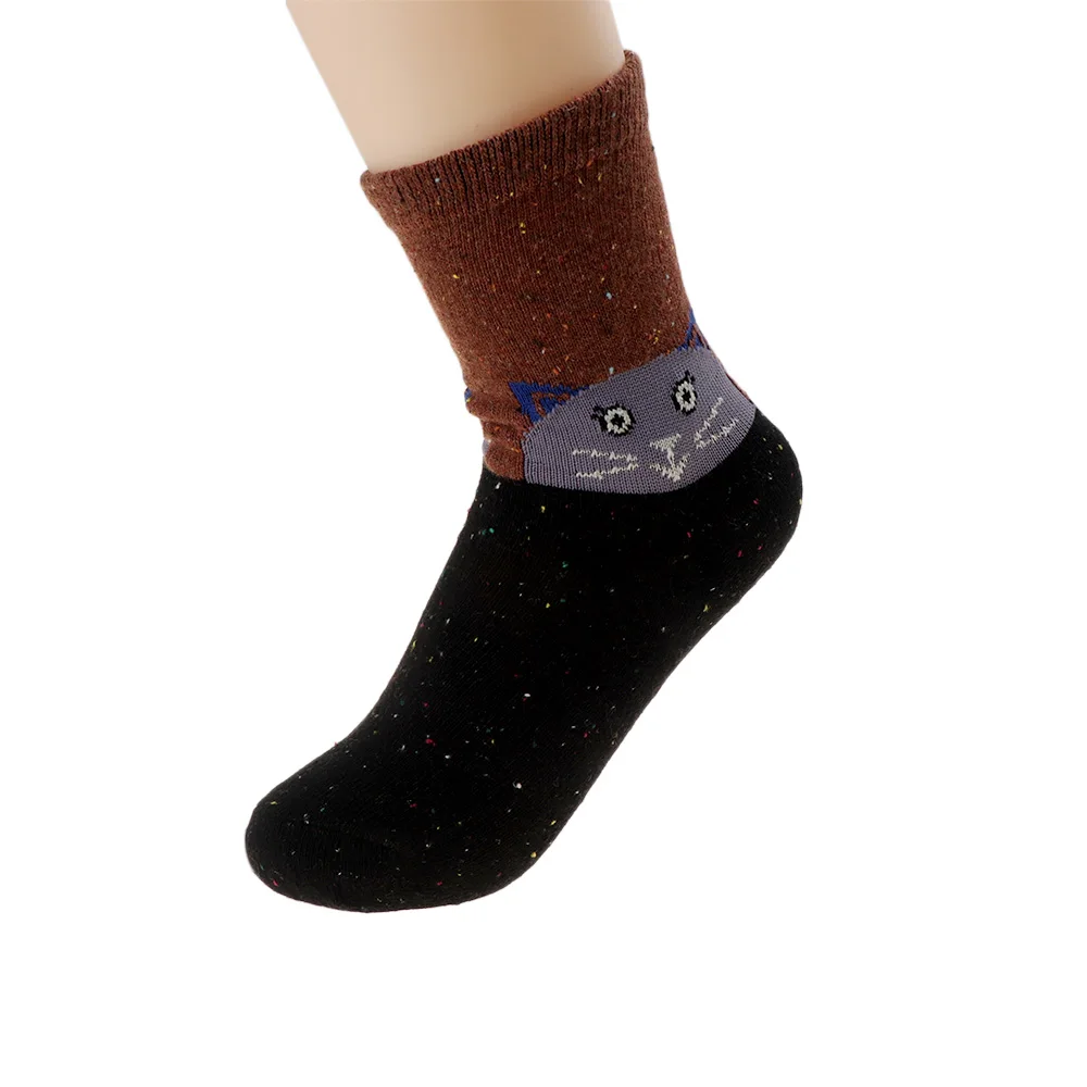 Модные женские хлопковые носки с рисунком кота теплые для девочек сезон - Фото №1