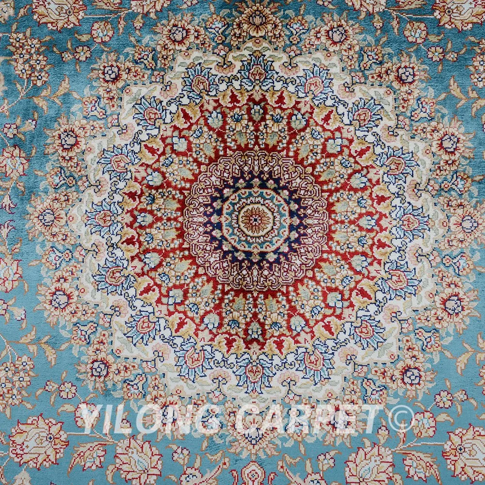 Yilong 4' x 6 'ковер ручной работы синий медальон дизайн vantage античные персидские
