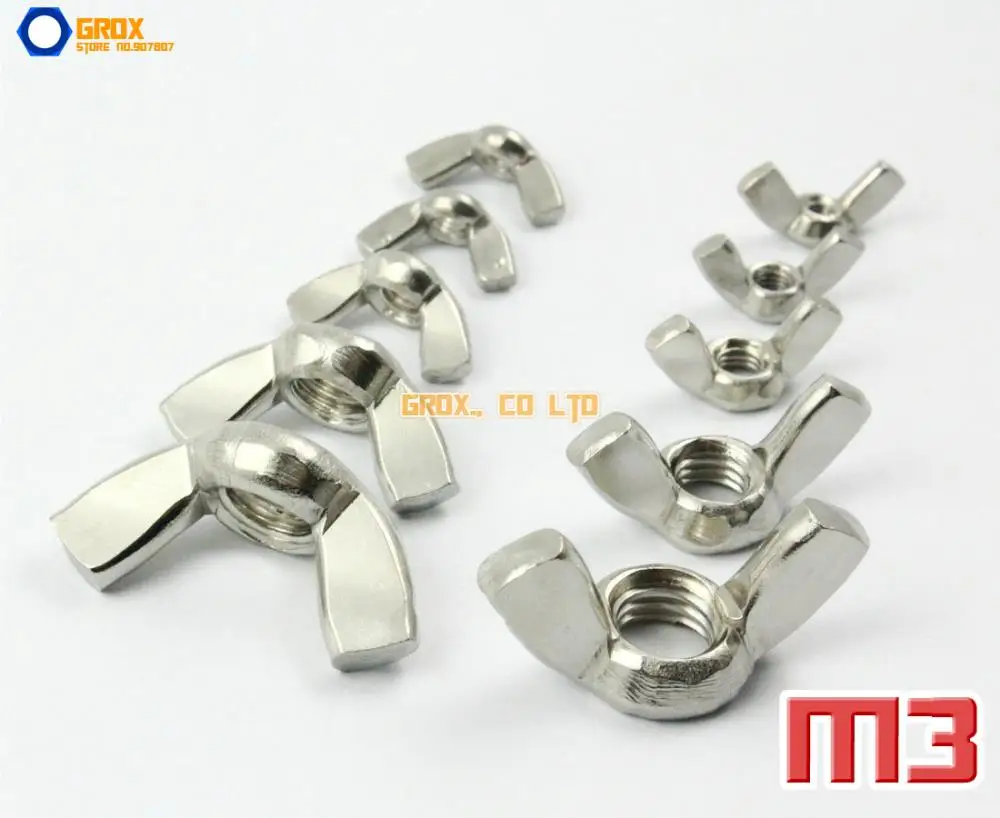 

20 Pieces M3 304 Stainless Steel Metric Thread Wing Nut Butterfly Nut A2-70 DIN315