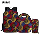 Школьный рюкзак для девочек FORUDESIGNS в африканском стиле, комплект подростковых сумок для книг, рюкзак для ноутбука, Ланч-бокс с сумкой для карандашей