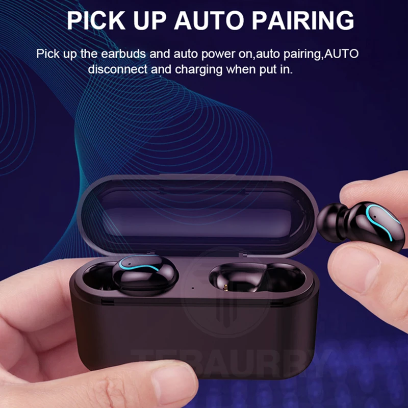 Tws V5.0 Bluetooth наушники, стерео бас, настоящие беспроводные наушники, Спортивные Bluetooth наушники, Мини наушники с 2600 мАч, Дополнительный внешний аккумулятор