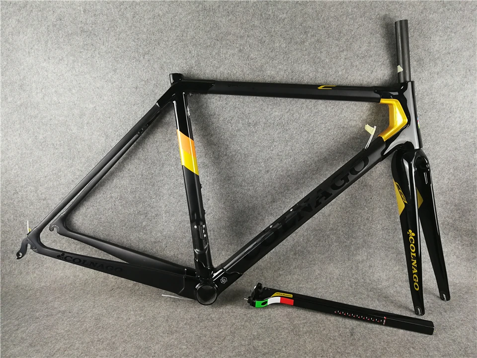 Полностью карбоновая велосипедная Рама Colnago C64, карбоновая велосипедная Рама для шоссейного велосипеда Di2, наклонная черная Золотая велосипедная Рама C64, немецкая команда