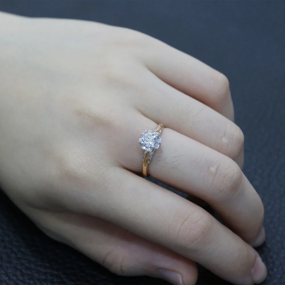 LASAMERO 0.50CT FG/SI Round Cut Natural Diamond Ring For Women 18k White Gold 2 Tone Certified Engagement Wedding | Украшения и