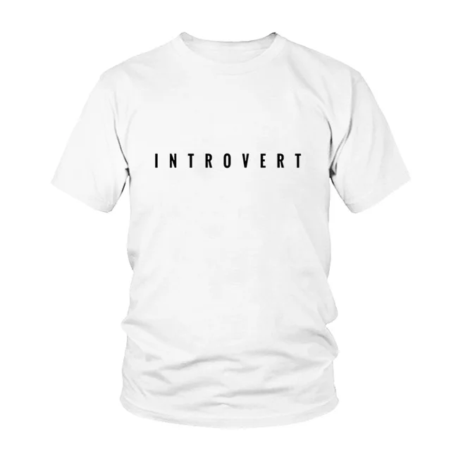 Женская футболка Introvert принт забавные буквы с коротким рукавом и круглым вырезом