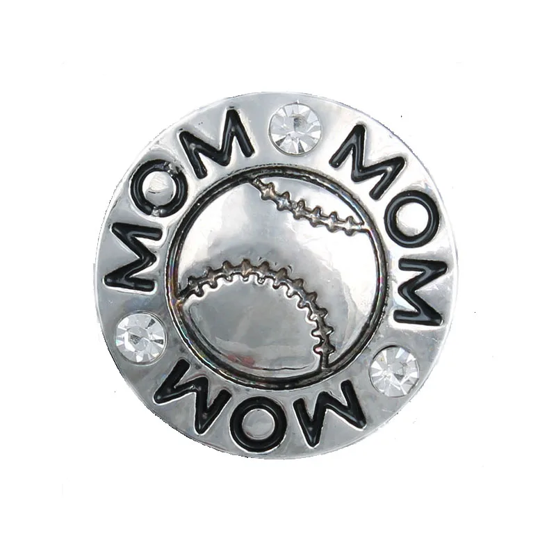 Смешанные стили футбол бейсбол мама Спорт металлические кнопки подходят 18 мм 20
