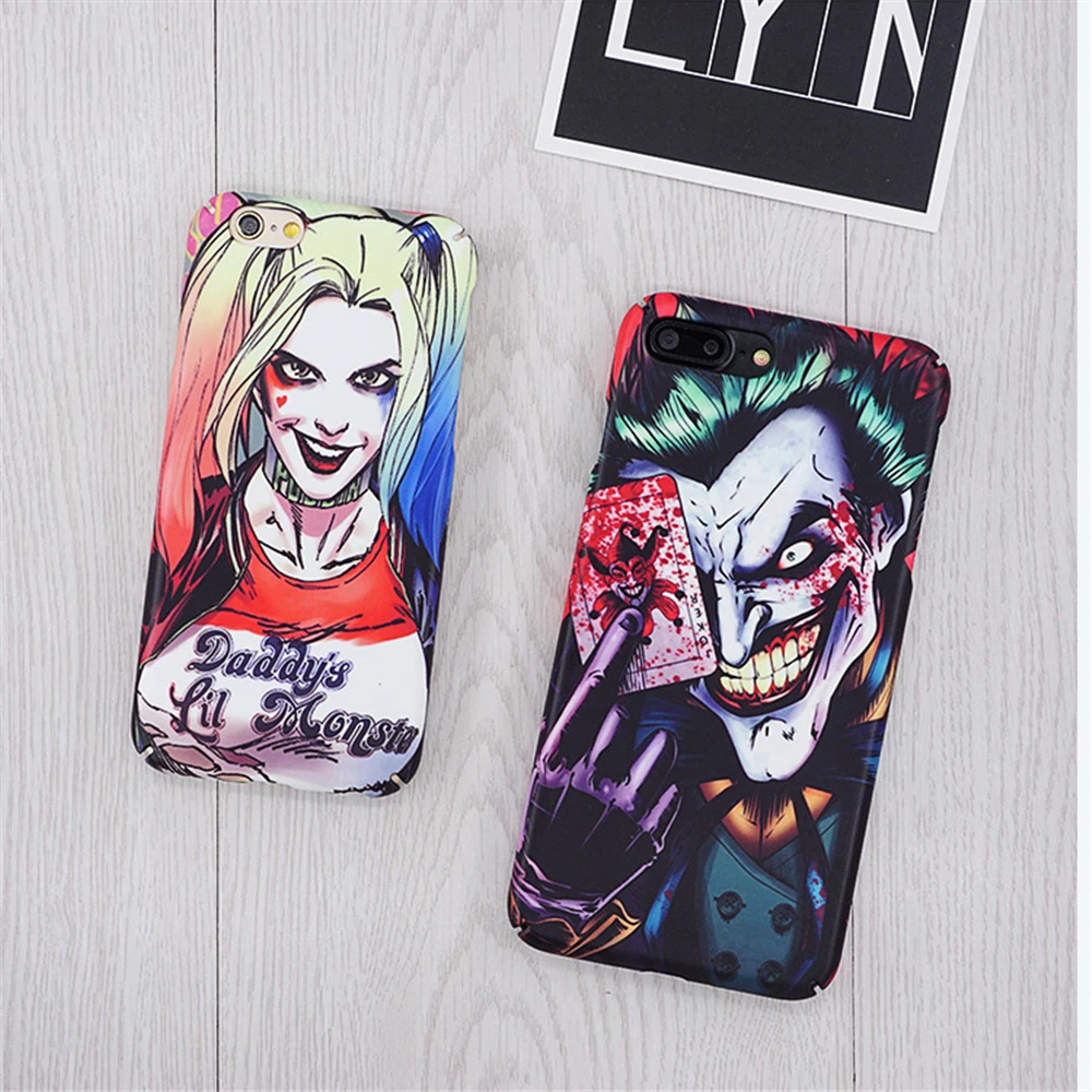 Cases For iphone 7 Popular Cartoon Joker Harley Quinn Comics Couples Pattern Phone Case 7PLus New Hard PC Back Cover |