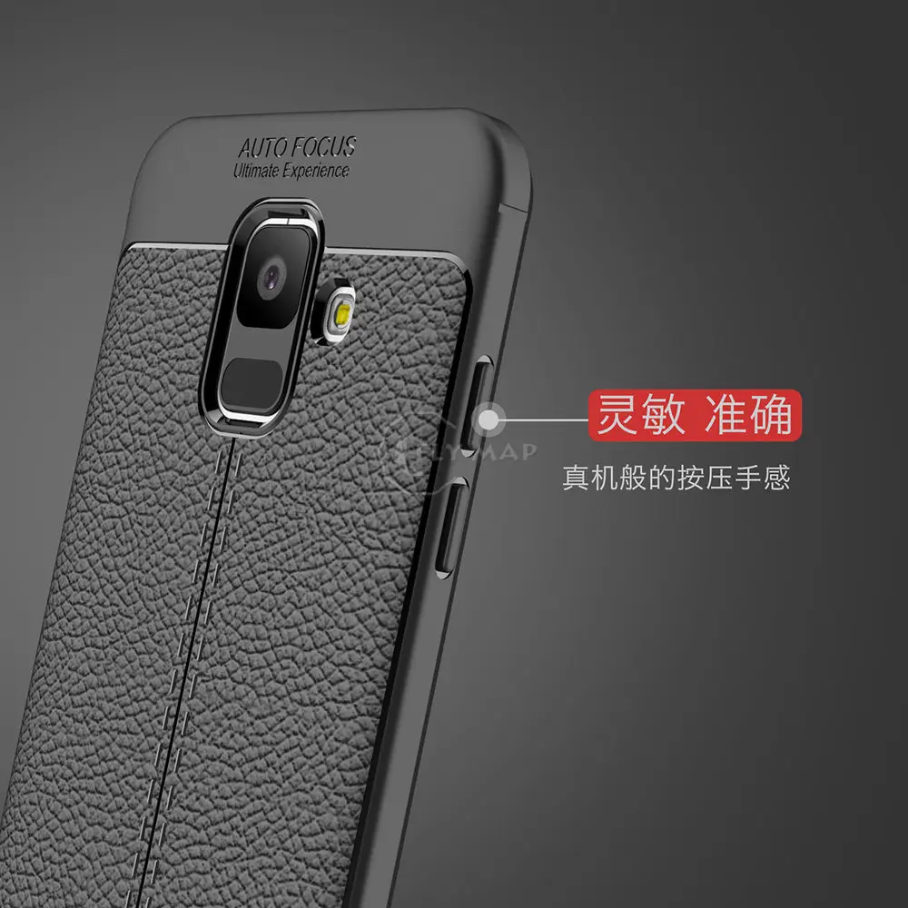 Soft Cover for Samsung Galaxy A6 2018 A600 A600FN Litchi Leather Grained Silicon Phone Case SM-A600FN SM-A600FN/DS TPU Back |