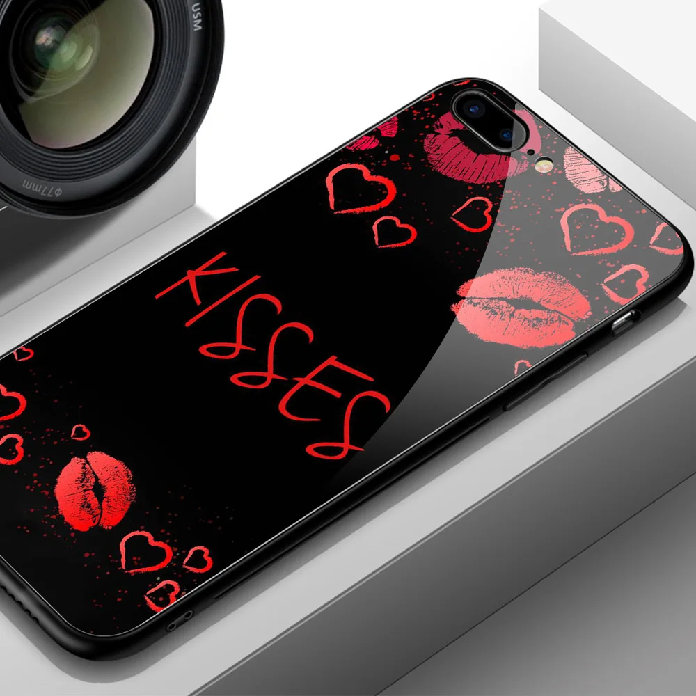 Чехол для iPhone XS MAX X XR сладкий поцелуй любовь стекло задняя крышка чехол для iPhone 6 6s 7 8 plus X XR XS Max 11 pro max чехол
