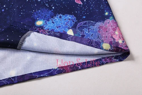 Женская японская юката Haori пояс для кимоно юбка комплект Гортензия Floal пальто