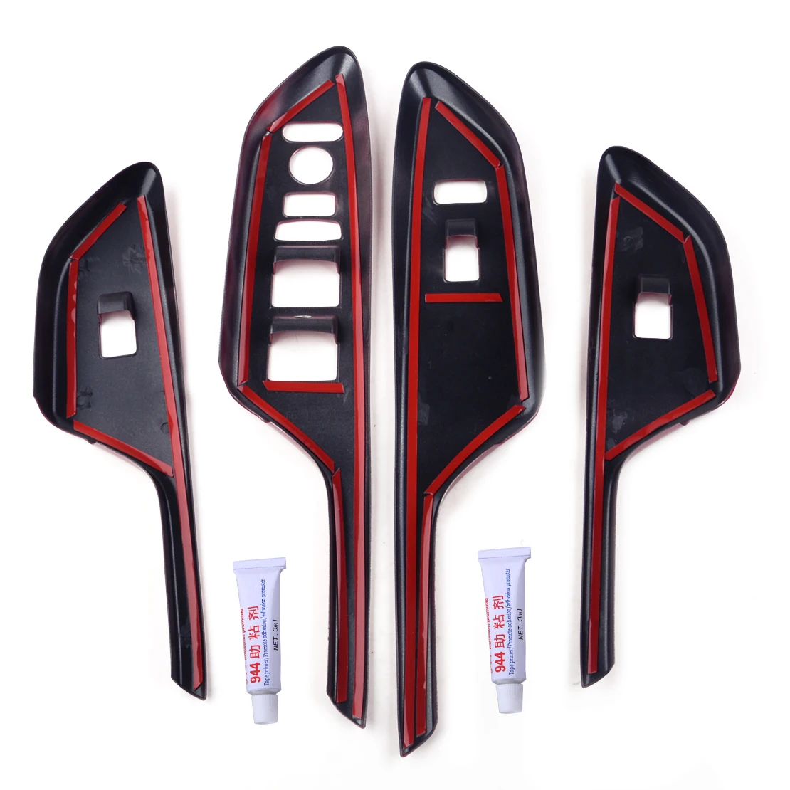 

DWCX 4Pcs Red Car Interior Door Window Lift Switch Button Cover Panel Trim Bezel Fit For Honda Civic LHD 2016 2017 2018