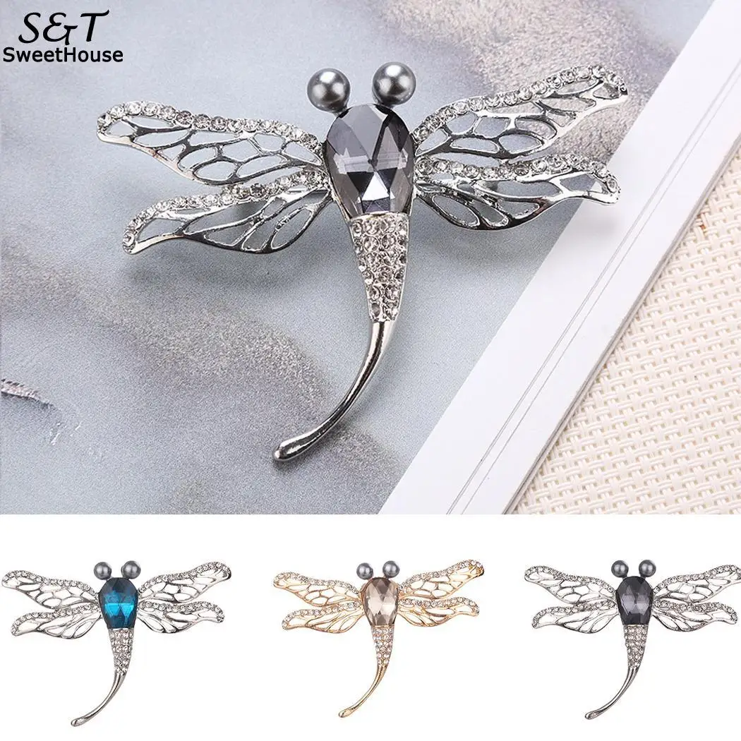 Dragonfly Fashion Hollow Rhinestone Women Shape Brooch | Украшения и аксессуары