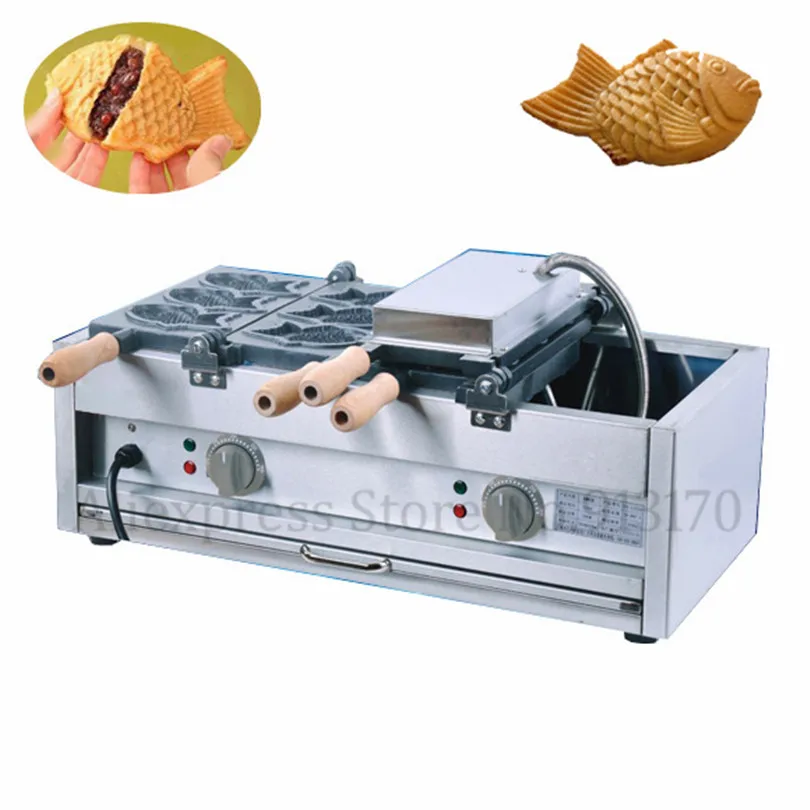 Коммерческих антипригарной Taiyaki машина вафли Рыба Форма для торта в форме сердца