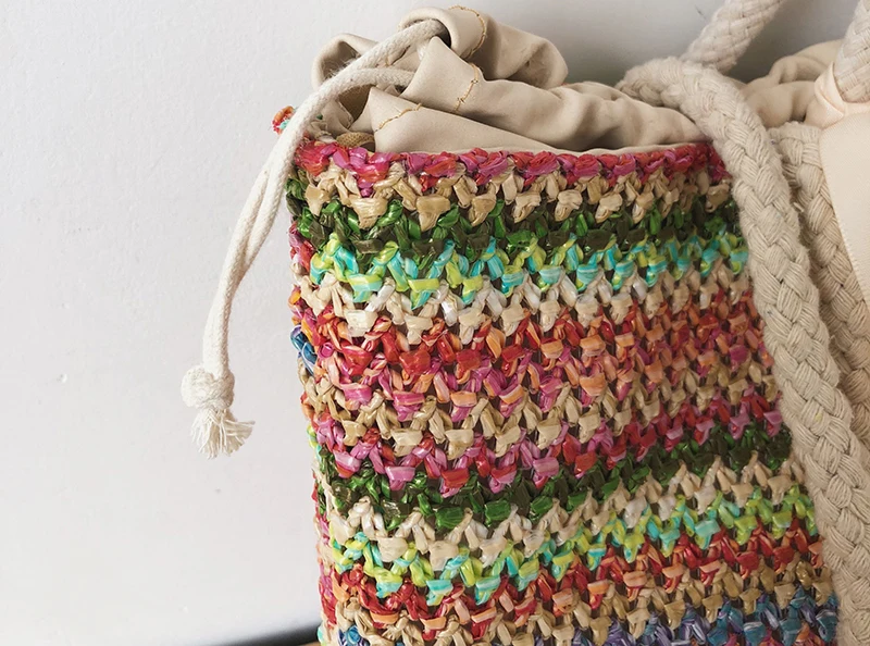 Модная плетеная женская сумка из ротанга, летняя пляжная сумка, Большая вместительная сумка, ручная работа, вязаная соломенная сумка через плечо для женщин