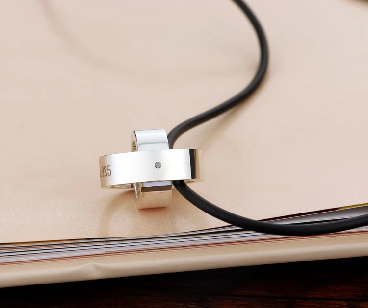 Ожерелье из стерлингового серебра 925 пробы с подвесками кольцами Фирменное