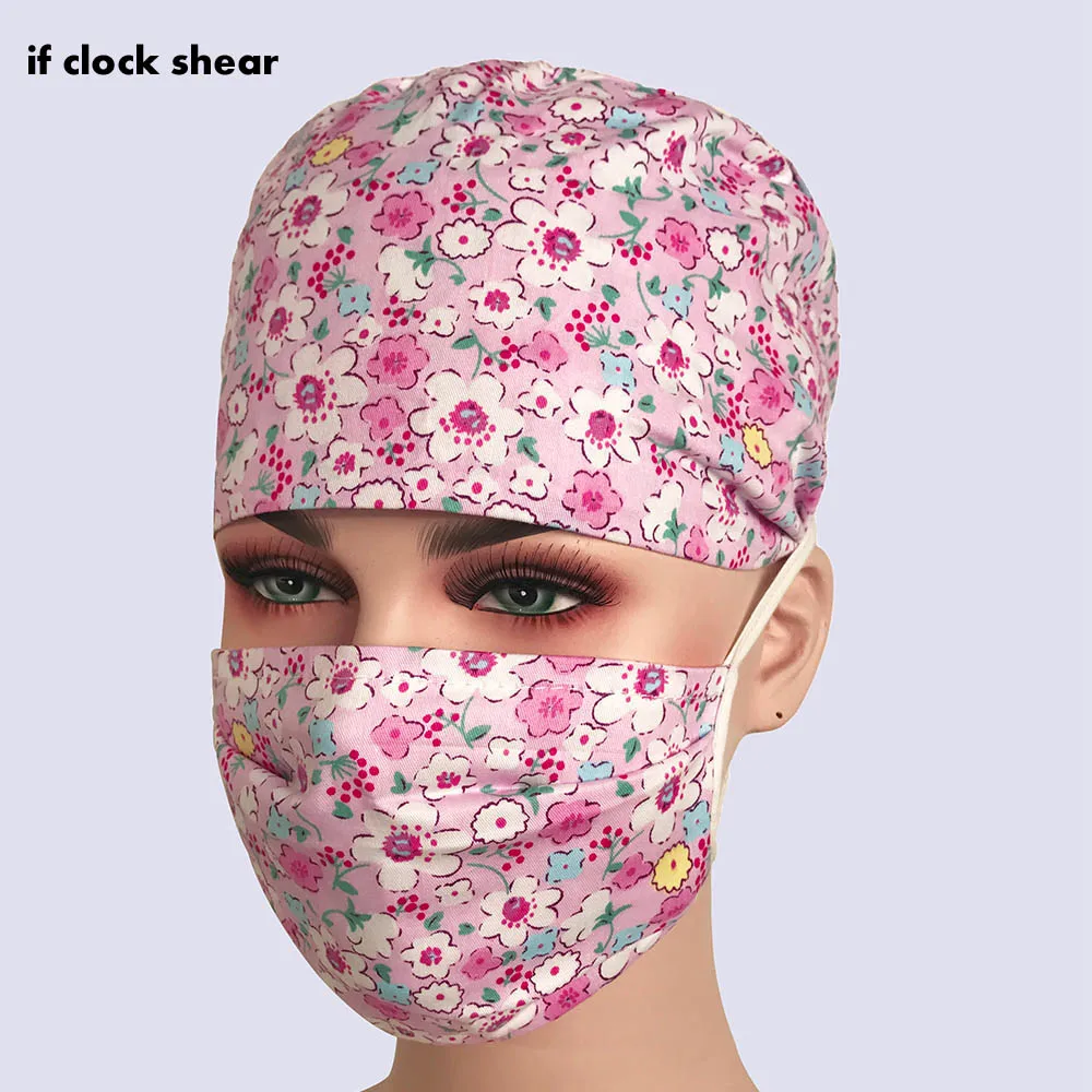 

IF wholesale unisex frosted cap grooming Printing pet grooming caps cotton breathable adjustable lab hat Beauty salon work hats