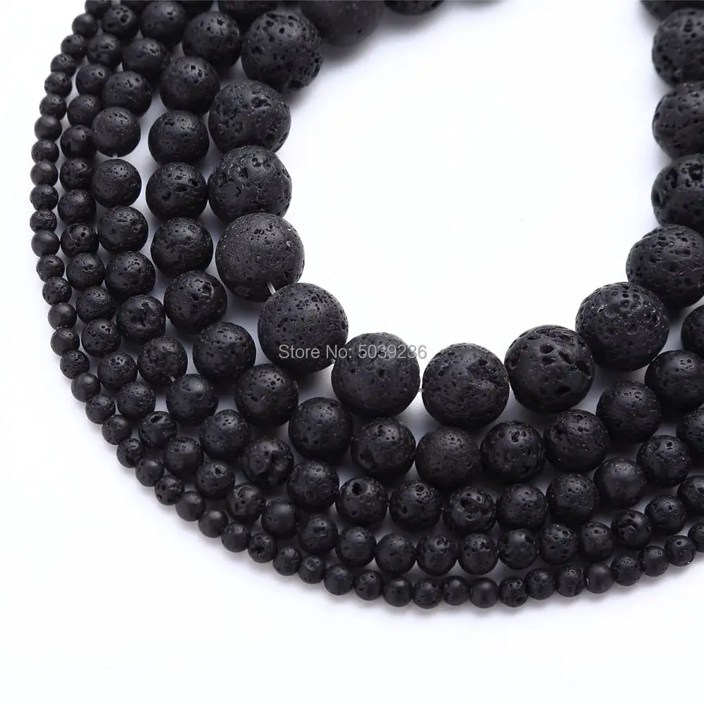 Bulk Wholesale Black Volcanic Lava Stone Beads Natural Round Loose for Jewelry Making 4 6 8 10 12mm DIY Bracelet | Украшения и