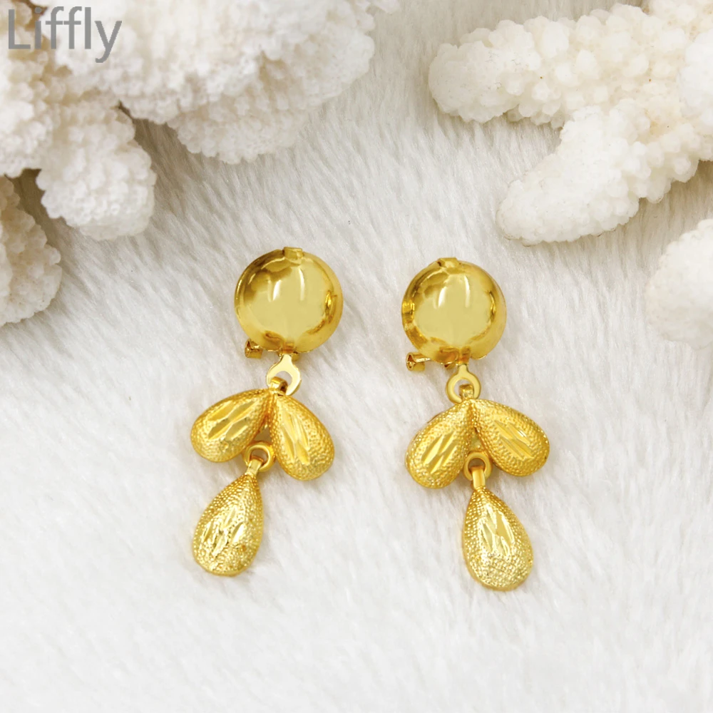 Liffly Новая мода цветок форма дизайн Африка Золотые Ювелирные наборы ожерелье