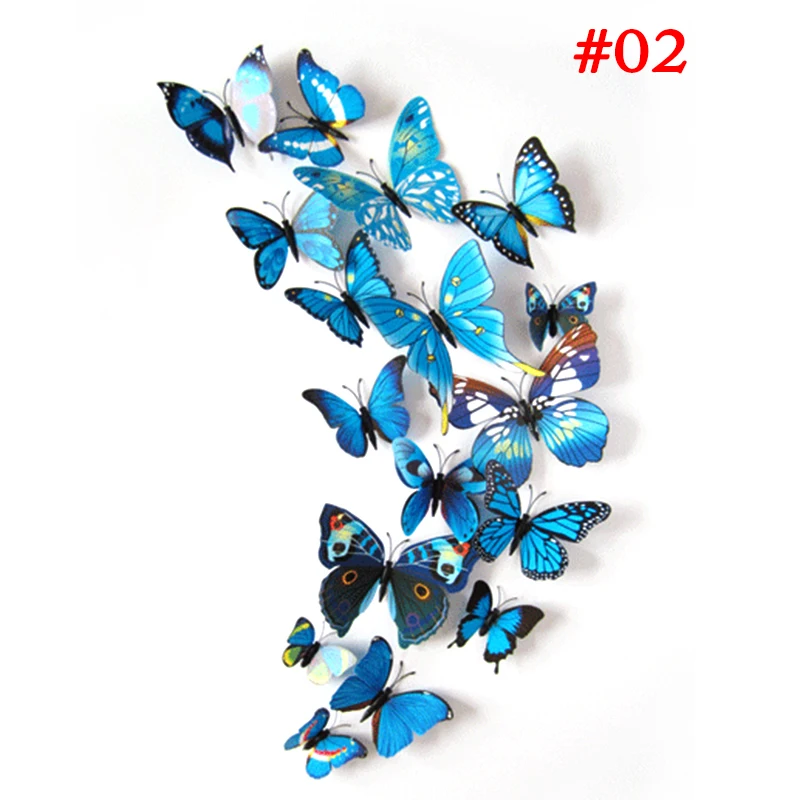 12 шт./Лот 3D наклейки на стену холодильник магнитные бабочки DIY Наклейка домашний